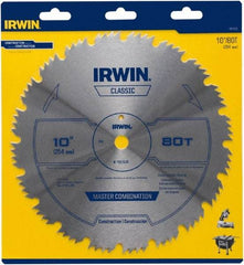 Irwin Blades - 10" Diam, 5/8" Arbor Hole Diam, 80 Tooth Wet & Dry Cut Saw Blade - High Carbon Steel, Smooth Action, Standard Round Arbor - Industrial Tool & Supply