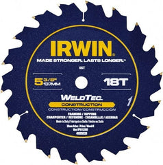 Irwin Blades - 5-3/8" Diam, 10mm Arbor Hole Diam, 18 Tooth Wet & Dry Cut Saw Blade - Carbide-Tipped, Straight Action, Standard Round Arbor - Industrial Tool & Supply