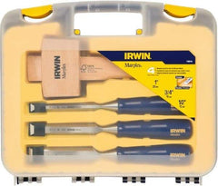 Irwin - 4 Piece Wood Chisel Set - Polypropylene, Sizes Included 1/2 to 1" - Industrial Tool & Supply