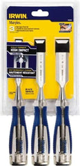 Irwin - 3 Piece Wood Chisel Set - Acetate, Sizes Included 1/2 to 1" - Industrial Tool & Supply