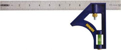 Irwin - 2 Piece, 12" Combination Square Set - 1/16, 1/32, 1/64 & 1/8" (4R) Graduation, Stainless Steel Blade, ABS Square Head - Industrial Tool & Supply