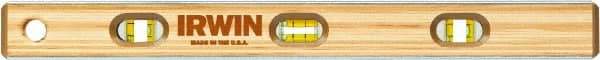 Irwin - 24" Long 6 Vial Box Beam Level - Hardwood, Brown, 2 Level & 4 Plumb Vials - Industrial Tool & Supply