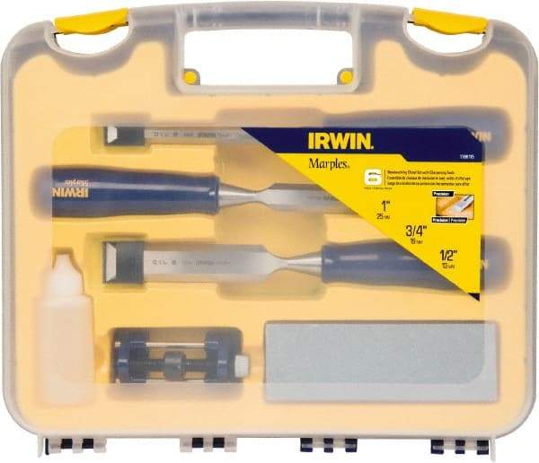 Irwin - 6 Piece Wood Chisel Set - Polypropylene, Sizes Included 1/2 to 1" - Industrial Tool & Supply