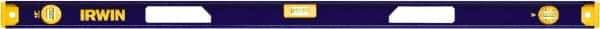 Irwin - Magnetic 48" Long 3 Vial I-Beam Level - Aluminum, Blue/Yellow, 1 Plumb & 2 Level Vials - Industrial Tool & Supply