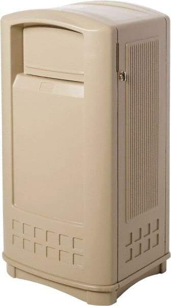 Rubbermaid - 35 Gal Beige Rectangle Decorative Waste Receptacle With Top - 1,044mm High x 543.56mm Long x 515.62mm Wide - Industrial Tool & Supply