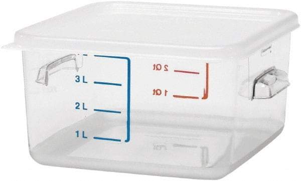 Rubbermaid - Square, Clear Polycarbonate Food Storage Container - 4.8" High x 8.8" Wide x 8.8" Long - Industrial Tool & Supply