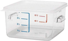 Rubbermaid - Square, Clear Polycarbonate Food Storage Container - 4.8" High x 8.8" Wide x 8.8" Long - Industrial Tool & Supply