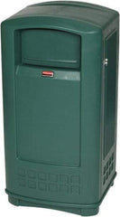 Rubbermaid - 35 Gal Green Rectangle Decorative Waste Receptacle With Top - 1,044mm High x 543.56mm Long x 515.62mm Wide - Industrial Tool & Supply