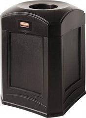 Rubbermaid - 35 Gal Black Square Decorative Waste Receptacle With Top - 31" High x 609.6mm Long x 24" Wide - Industrial Tool & Supply