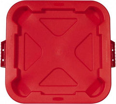 Rubbermaid - Square Lid for Use with 28 Gal Square Trash Cans - Red, Polyethylene, For Brute Trash Cans - Industrial Tool & Supply