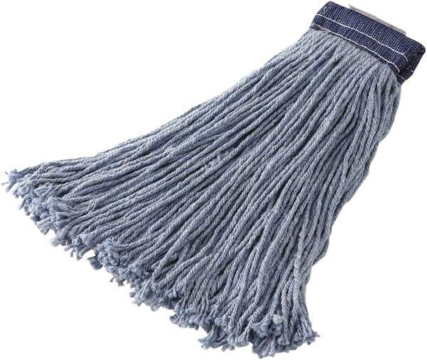 Rubbermaid - 5" Blue Head Band, Medium Blended Fiber Cut End Mop Head - 4 Ply, Clamp Jaw Connection - Industrial Tool & Supply