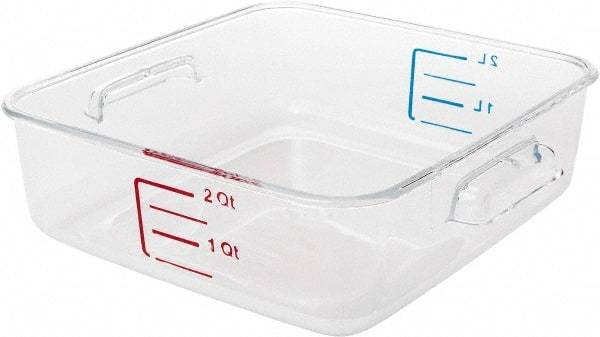 Rubbermaid - Square, Clear Polycarbonate Food Storage Container - 2.7" High x 8.8" Wide x 8.8" Long - Industrial Tool & Supply