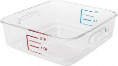 Rubbermaid - Square, Clear Polycarbonate Food Storage Container - 2.7" High x 8.8" Wide x 8.8" Long - Industrial Tool & Supply