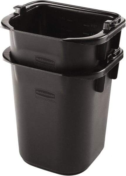 Rubbermaid - 5 Qt, 215.9mm High, Plastic Rectangular Black Single Pail - Handle Included, 190.5mm Top Length x 234.95mm Top Width - Industrial Tool & Supply