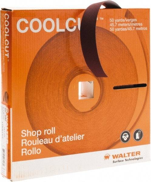 WALTER Surface Technologies - 1" x 50 Yd 240 Grit Aluminum Oxide Cloth Roll - J Weighted Backing - Industrial Tool & Supply