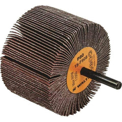 WALTER Surface Technologies - 3" Diam x 2" Face Width, Medium Aluminum Oxide Coated Mounted Flap Wheel - 1/4" Shank Mount, 80 Grit, Cloth Backing, 11,000 Max RPM - Industrial Tool & Supply