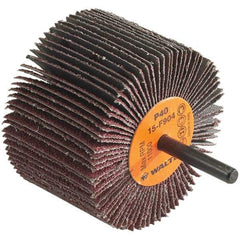 WALTER Surface Technologies - 3" Diam x 2" Face Width, Coarse Aluminum Oxide Coated Mounted Flap Wheel - 1/4" Shank Mount, 40 Grit, Cloth Backing, 11,000 Max RPM - Industrial Tool & Supply