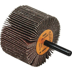 WALTER Surface Technologies - 2-1/2" Diam x 1-1/2" Face Width, Medium Aluminum Oxide Coated Mounted Flap Wheel - 1/4" Shank Mount, 60 Grit, Cloth Backing, 20,000 Max RPM - Industrial Tool & Supply