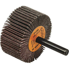 WALTER Surface Technologies - 2" Diam x 1" Face Width, Fine Aluminum Oxide Coated Mounted Flap Wheel - 1/4" Shank Mount, 120 Grit, Cloth Backing, 25,000 Max RPM - Industrial Tool & Supply
