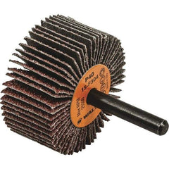 WALTER Surface Technologies - 2" Diam x 1" Face Width, Coarse Aluminum Oxide Coated Mounted Flap Wheel - 1/4" Shank Mount, 40 Grit, Cloth Backing, 25,000 Max RPM - Industrial Tool & Supply