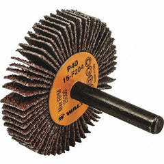 WALTER Surface Technologies - 2" Diam x 3/8" Face Width, Coarse Aluminum Oxide Coated Mounted Flap Wheel - 1/4" Shank Mount, 40 Grit, Cloth Backing, 25,000 Max RPM - Industrial Tool & Supply