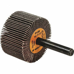 WALTER Surface Technologies - 1-1/2" Diam x 3/8" Face Width, Fine Aluminum Oxide Coated Mounted Flap Wheel - 1/4" Shank Mount, 120 Grit, Cloth Backing, 25,000 Max RPM - Industrial Tool & Supply