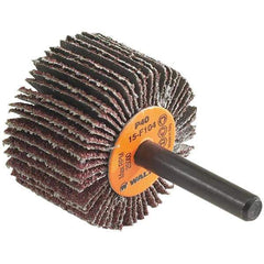 WALTER Surface Technologies - 1-1/2" Diam x 3/8" Face Width, Coarse Aluminum Oxide Coated Mounted Flap Wheel - 1/4" Shank Mount, 40 Grit, Cloth Backing, 25,000 Max RPM - Industrial Tool & Supply