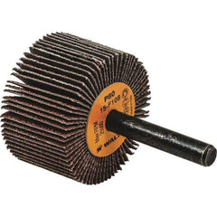 WALTER Surface Technologies - 1-1/2" Diam x 3/8" Face Width, Medium Aluminum Oxide Coated Mounted Flap Wheel - 1/4" Shank Mount, 80 Grit, Cloth Backing, 25,000 Max RPM - Industrial Tool & Supply