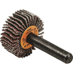 WALTER Surface Technologies - 1" Diam x 3/8" Face Width, Coarse Aluminum Oxide Coated Mounted Flap Wheel - 1/4" Shank Mount, 40 Grit, Cloth Backing, 30,000 Max RPM - Industrial Tool & Supply