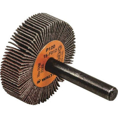 WALTER Surface Technologies - 1" Diam x 3/8" Face Width, Fine Aluminum Oxide Coated Mounted Flap Wheel - 1/4" Shank Mount, 120 Grit, Cloth Backing, 30,000 Max RPM - Industrial Tool & Supply