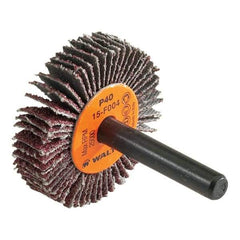 WALTER Surface Technologies - 1" Diam x 3/8" Face Width, Coarse Aluminum Oxide Coated Mounted Flap Wheel - 1/4" Shank Mount, 40 Grit, Cloth Backing, 30,000 Max RPM - Industrial Tool & Supply
