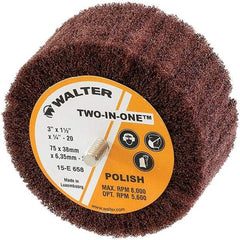 WALTER Surface Technologies - 3" Diam x 1-1/2" Face Width, Extra Fine Aluminum Oxide Nonwoven Mounted Flap Wheel - 1/4-20 Threaded Mount, 360 Grit, Interleaf, 8,000 Max RPM - Industrial Tool & Supply