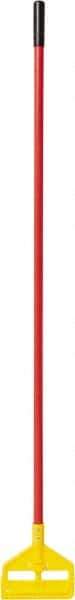 Rubbermaid - 60" Standard Fiberglass Clamp Jaw Mop Handle - 1" Mop Head Band, Plastic Connector, Use with Wet Mops - Industrial Tool & Supply