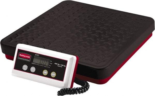 Rubbermaid - 400 Lb Capacity, LCD Receiving Scale - 0.5 Lb Graduation, Low-Profile, Non-Skid Platform & Tare Feature - Industrial Tool & Supply