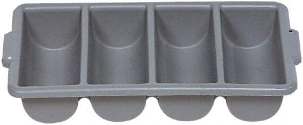 Rubbermaid - 4 Compartment, 21-1/4 Inch Wide x 11-1/2 Inch Deep x 3-3/4 Inch High, Cutlery Bin - Plastic, Gray - Industrial Tool & Supply