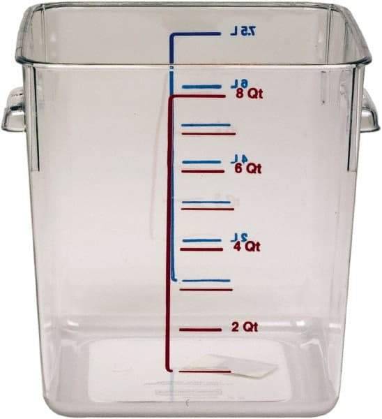 Rubbermaid - Square, Clear Polycarbonate Food Storage Container - 8.8" High x 8.8" Wide x 8.8" Long - Industrial Tool & Supply