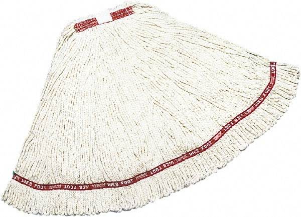 Rubbermaid - 1" Red Head Band, Large Blended Fiber Loop End Mop Head - 4 Ply, Side Loading Connection - Industrial Tool & Supply