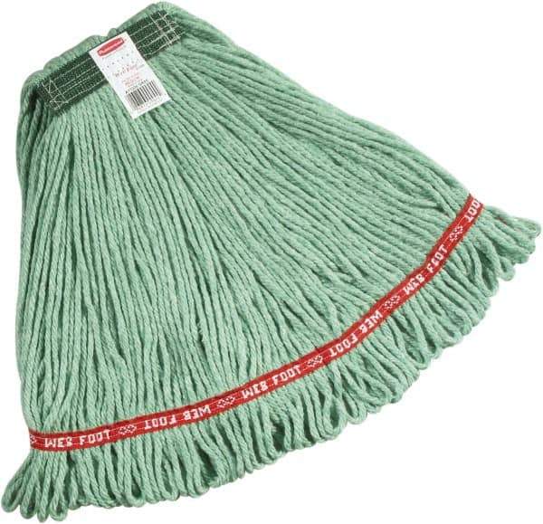 Rubbermaid - Green Head Band, Medium Blended Fiber Loop End Mop Pad - Quick Change Connection - Industrial Tool & Supply