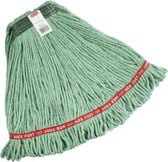 Rubbermaid - Green Head Band, Medium Blended Fiber Loop End Mop Pad - Quick Change Connection - Industrial Tool & Supply