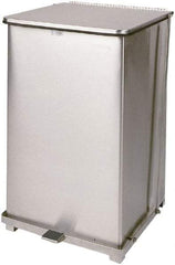 Rubbermaid - 40 Gal Square Unlabeled Trash Can - 30" High x 19" Long x 19" Wide, Stainless Steel, Steel - Industrial Tool & Supply