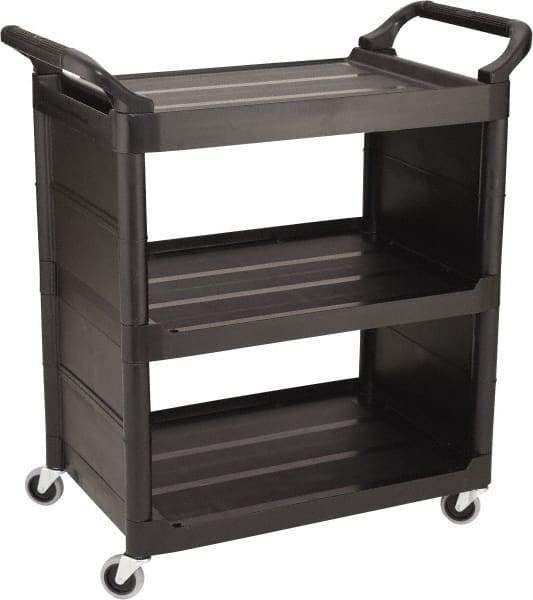 Rubbermaid - 150 Lb Capacity, 18-5/16" Wide x 34" Long x 36-5/8" High Standard Utility Cart - 3 Shelf, Plastic, Swivel Casters - Industrial Tool & Supply