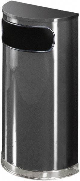 Rubbermaid - 9 Gal Gray Half-Round Decorative Waste Receptacle With Top - Steel, 813mm High x 457.2mm Wide - Industrial Tool & Supply