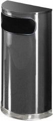 Rubbermaid - 9 Gal Gray Half-Round Decorative Waste Receptacle With Top - Steel, 813mm High x 457.2mm Wide - Industrial Tool & Supply