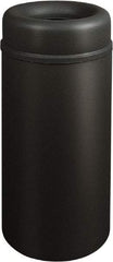 Rubbermaid - 15 Gal Black Round Decorative Waste Receptacle With Top - Steel, 30" High - Industrial Tool & Supply