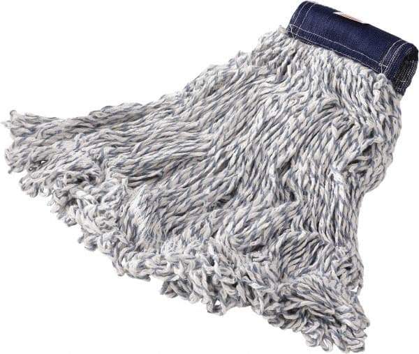 Rubbermaid - Blue Head Band, Large Blended Fiber Loop End Mop Pad - Quick Change Connection - Industrial Tool & Supply