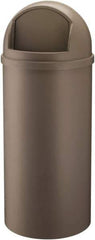 Rubbermaid - 15 Gal Brown Round Decorative Waste Receptacle With Top - 927mm High - Industrial Tool & Supply