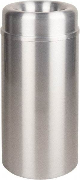 Rubbermaid - 15 Gal Aluminum Round Decorative Waste Receptacle With Top - Steel, 30" High - Industrial Tool & Supply