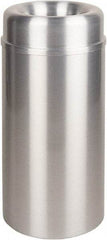 Rubbermaid - 15 Gal Aluminum Round Decorative Waste Receptacle With Top - Steel, 30" High - Industrial Tool & Supply