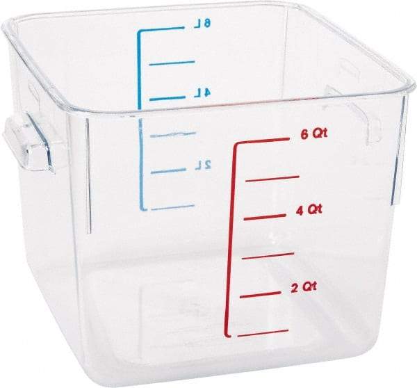 Rubbermaid - Square, Clear Polycarbonate Food Storage Container - 6.9" High x 8.8" Wide x 8.8" Long - Industrial Tool & Supply