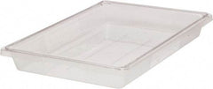 Rubbermaid - Rectangular, Clear Polycarbonate Food Tote Box - 3-1/2" High x 12" Wide x 18" Long, with Snap-On Lid - Industrial Tool & Supply